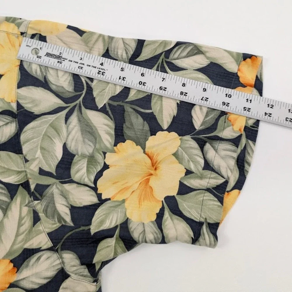 Tommy Bahama Silk Camp Shirt Mens 2XL Tropical Floral Hibiscus‎ Hawaiian Print